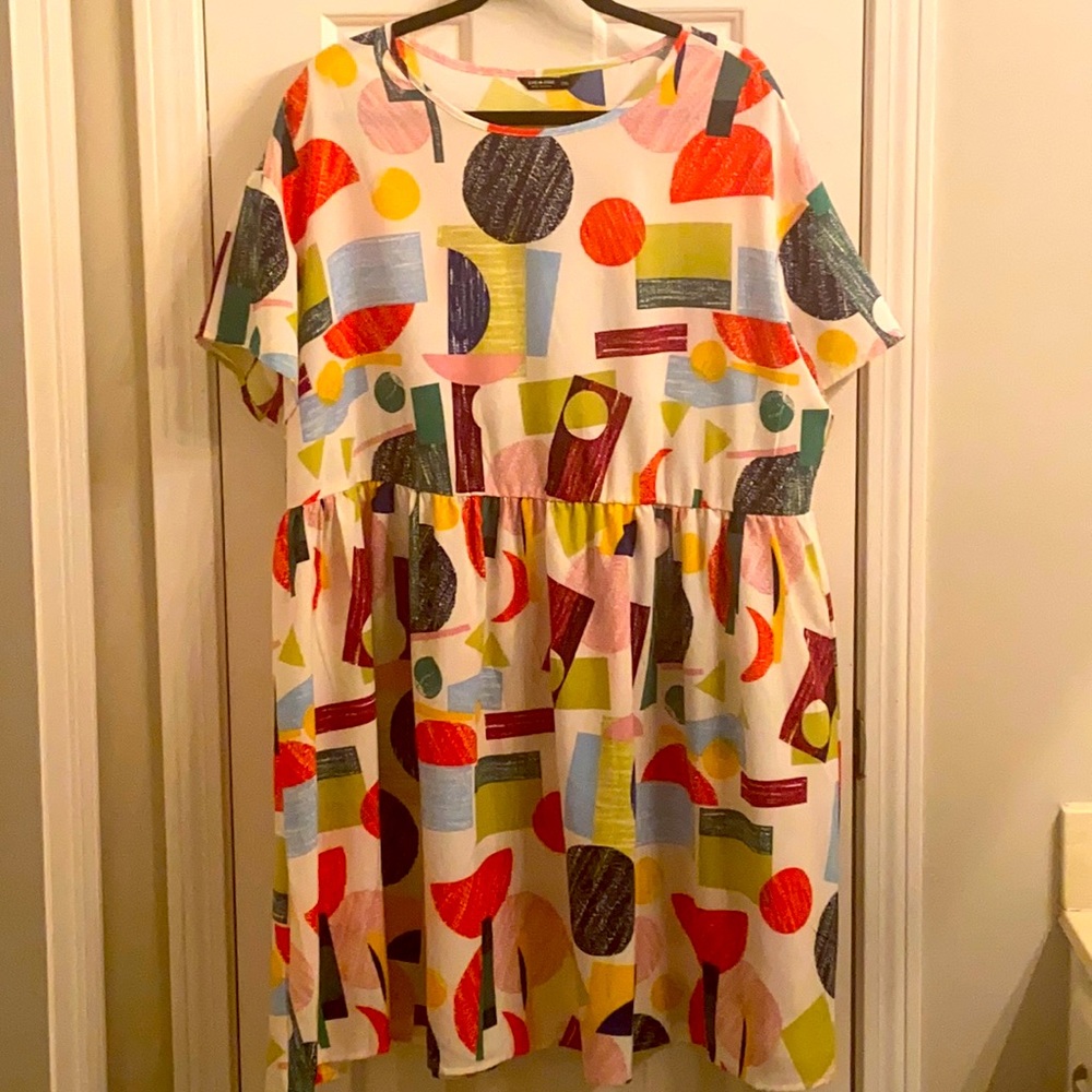Shein Plus drop shoulder Geo print dress